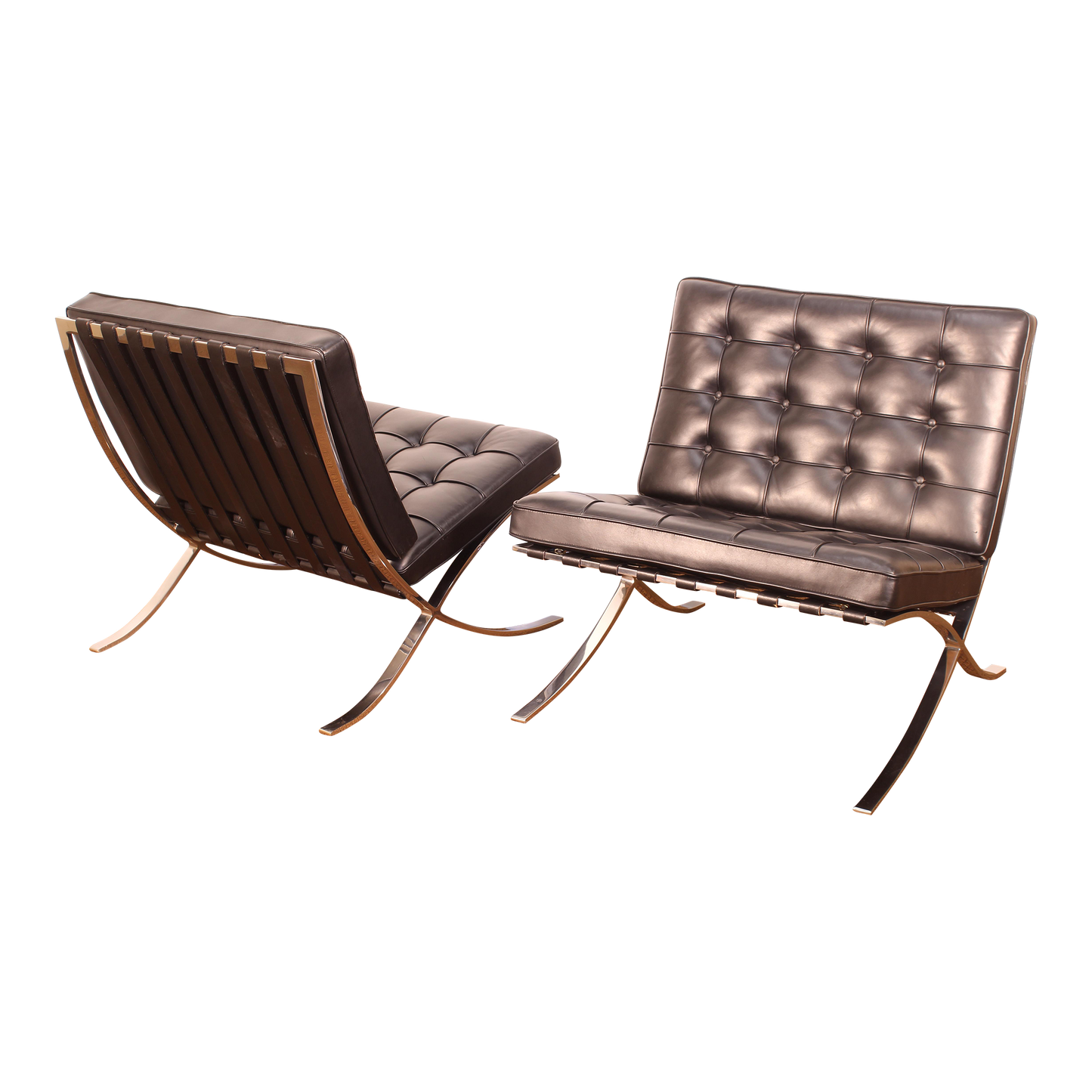 2000s Pair of Barcelona Chairs by Mies Van Der Rohe for Knoll