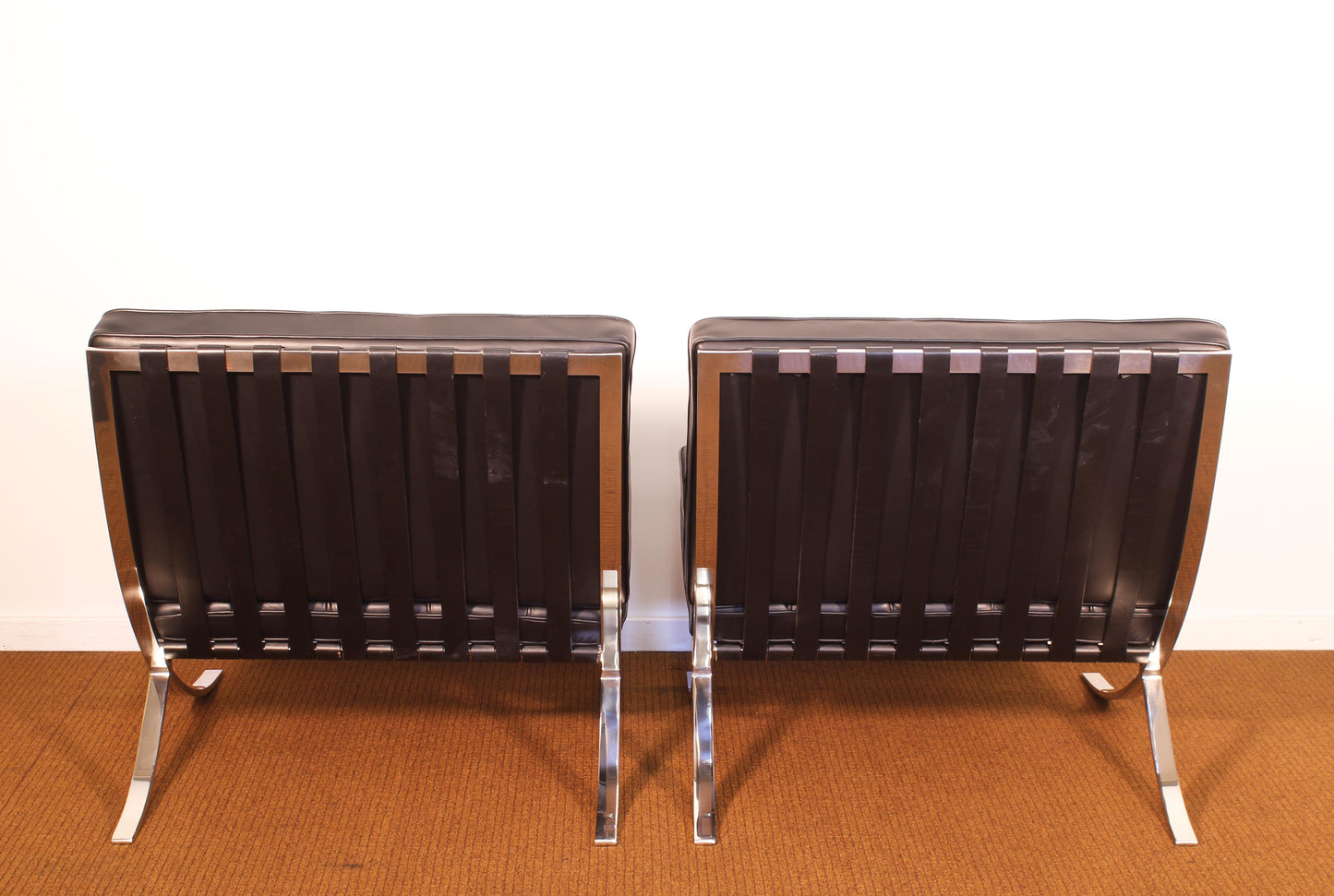 2000s Pair of Barcelona Chairs by Mies Van Der Rohe for Knoll