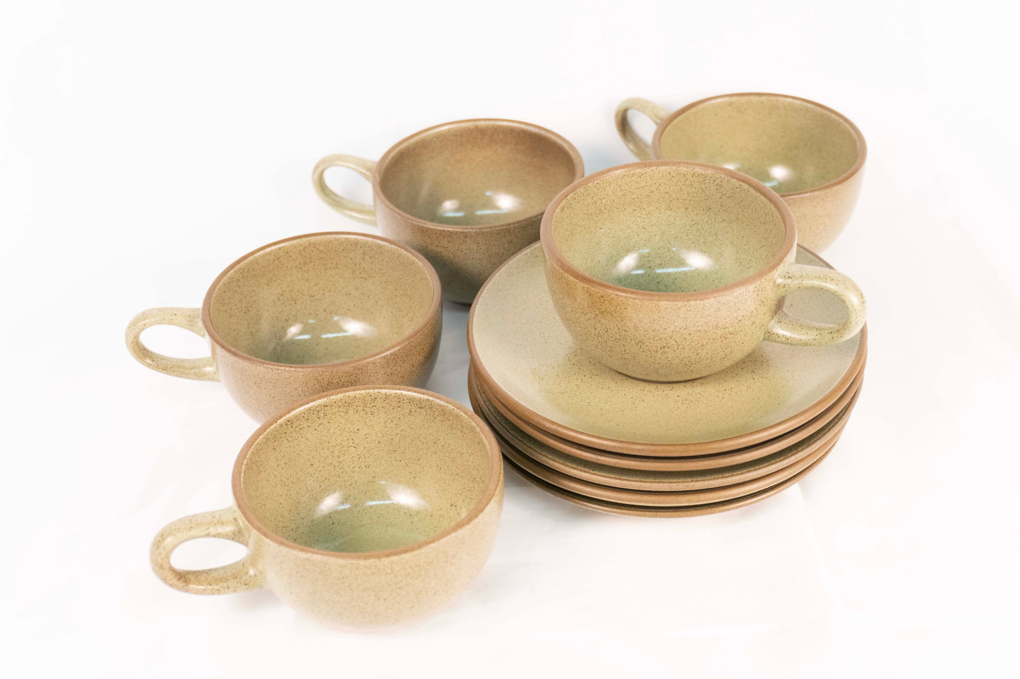 Heath California Pottery Sage Coffee Tea Cup and Saucer Set of 5 LOT