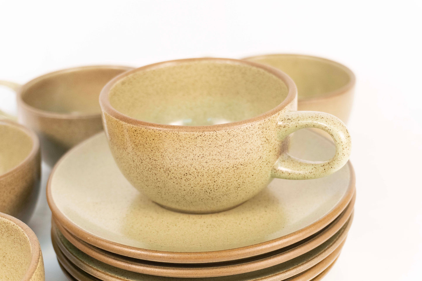 Heath California Pottery Sage Coffee Tea Cup and Saucer Set of 5 LOT