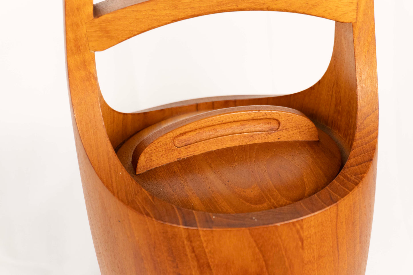 Vintage Dansk 15.5 Inch Congo Ice Bucket Orange Liner Teak IHQ Quistgaard Denmark MCM Design