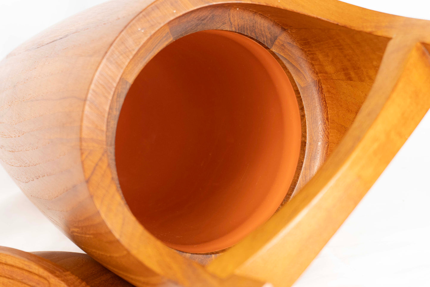 Vintage Dansk 15.5 Inch Congo Ice Bucket Orange Liner Teak IHQ Quistgaard Denmark MCM Design