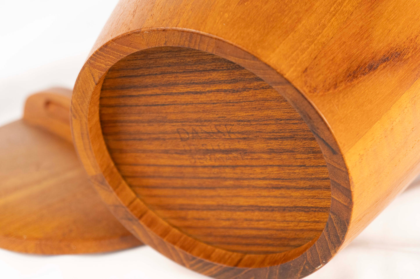 Vintage Dansk 15.5 Inch Congo Ice Bucket Orange Liner Teak IHQ Quistgaard Denmark MCM Design