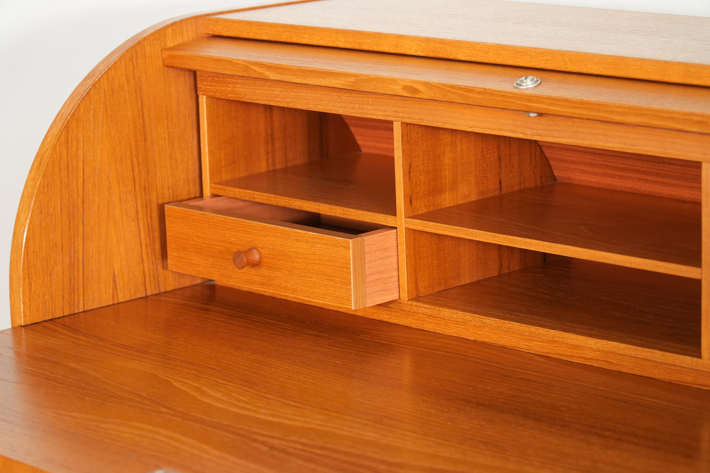 Small Scale Danish Teak Rolltop Desk