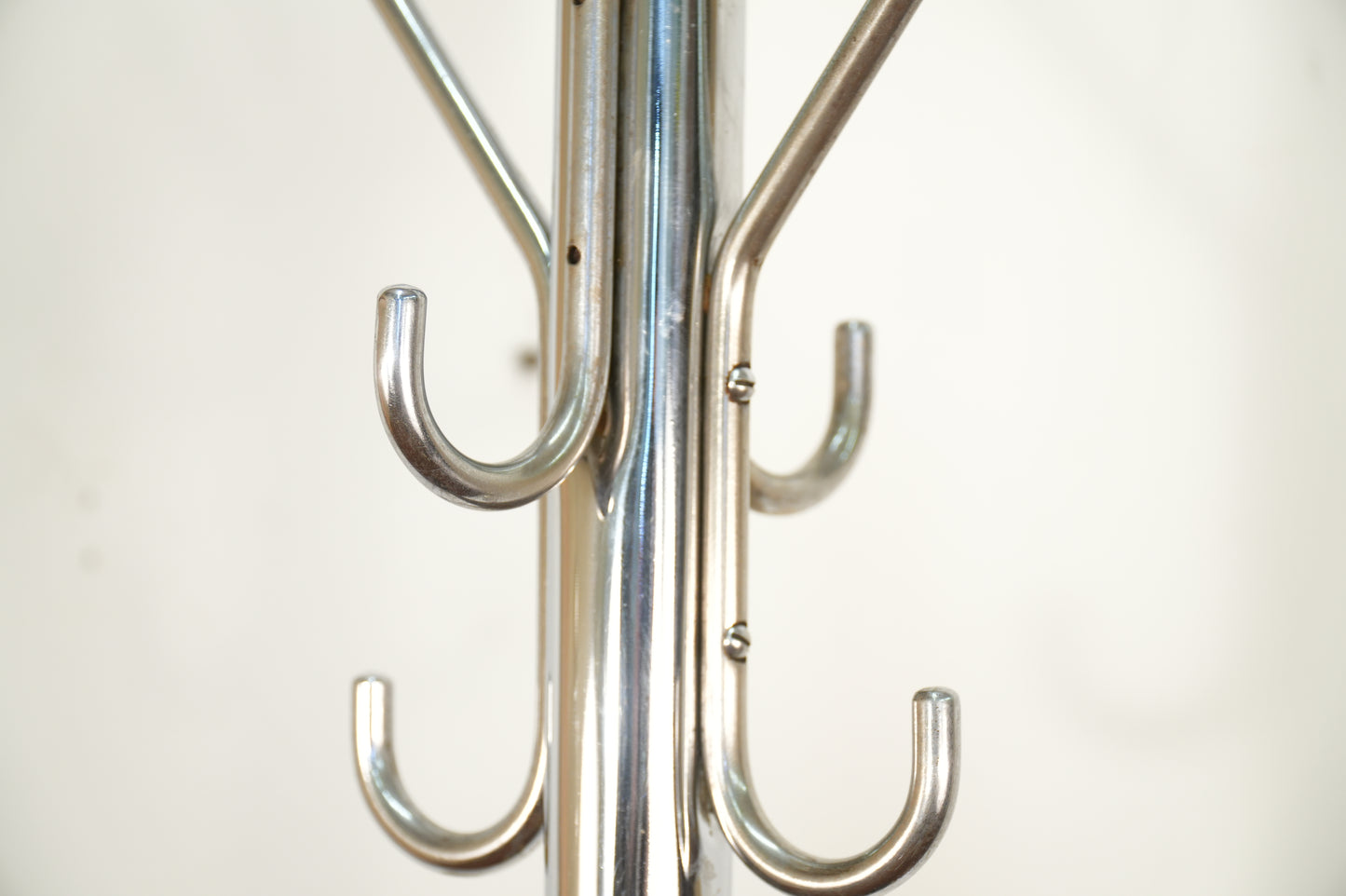 Vintage 1930s Art Deco Chrome Coat Rack Cast Iron Base