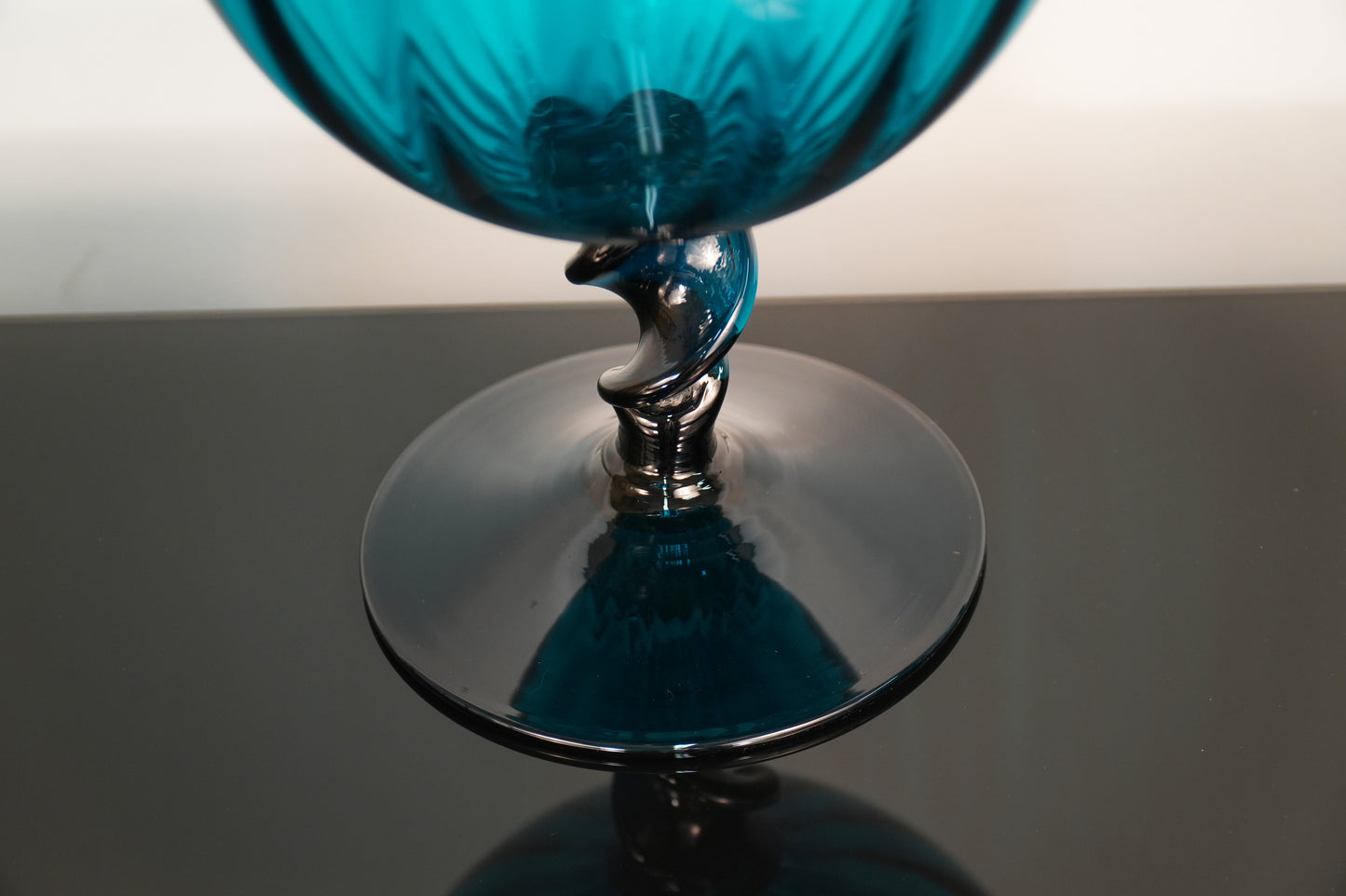 Vintage 16" Teal Empoli Footed Vase - Italy