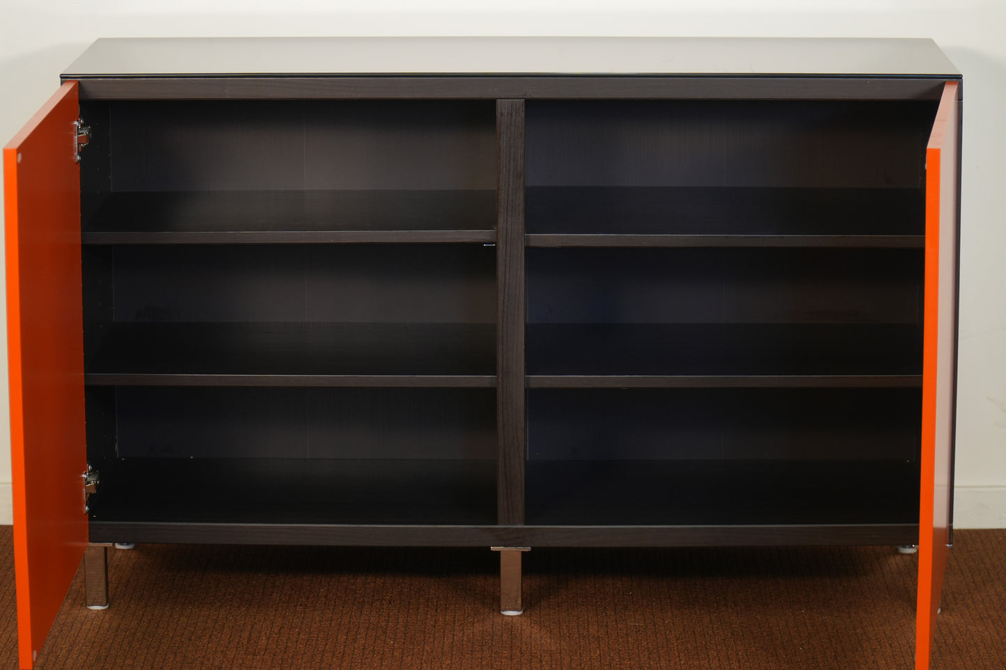Contemporary Ikea Modern Orange 2-Door Media Cabinet with Glass Top