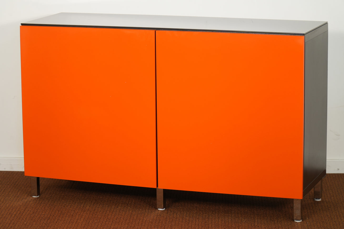 Contemporary Ikea Modern Orange 2-Door Media Cabinet with Glass Top