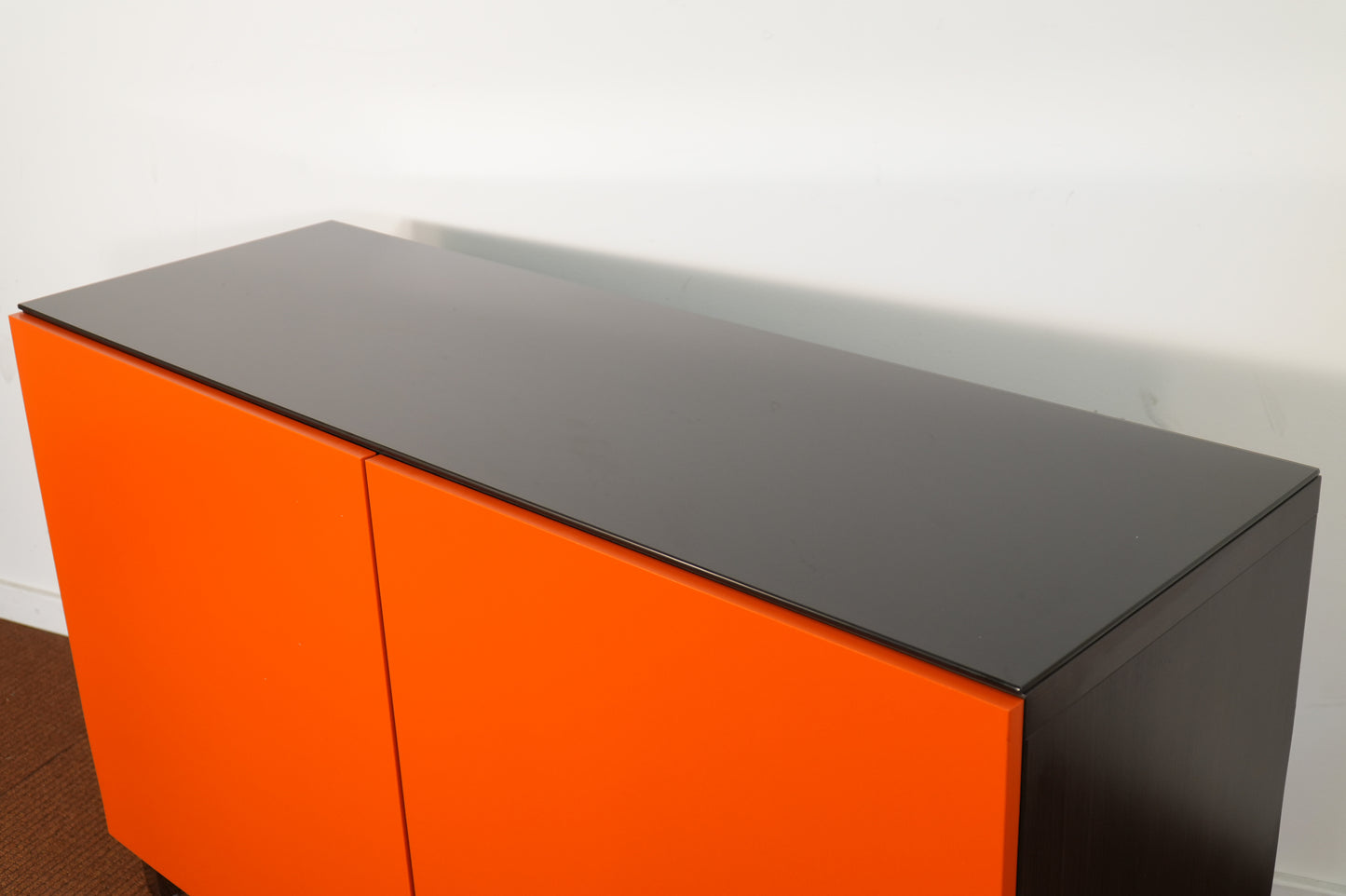 Contemporary Ikea Modern Orange 2-Door Media Cabinet with Glass Top