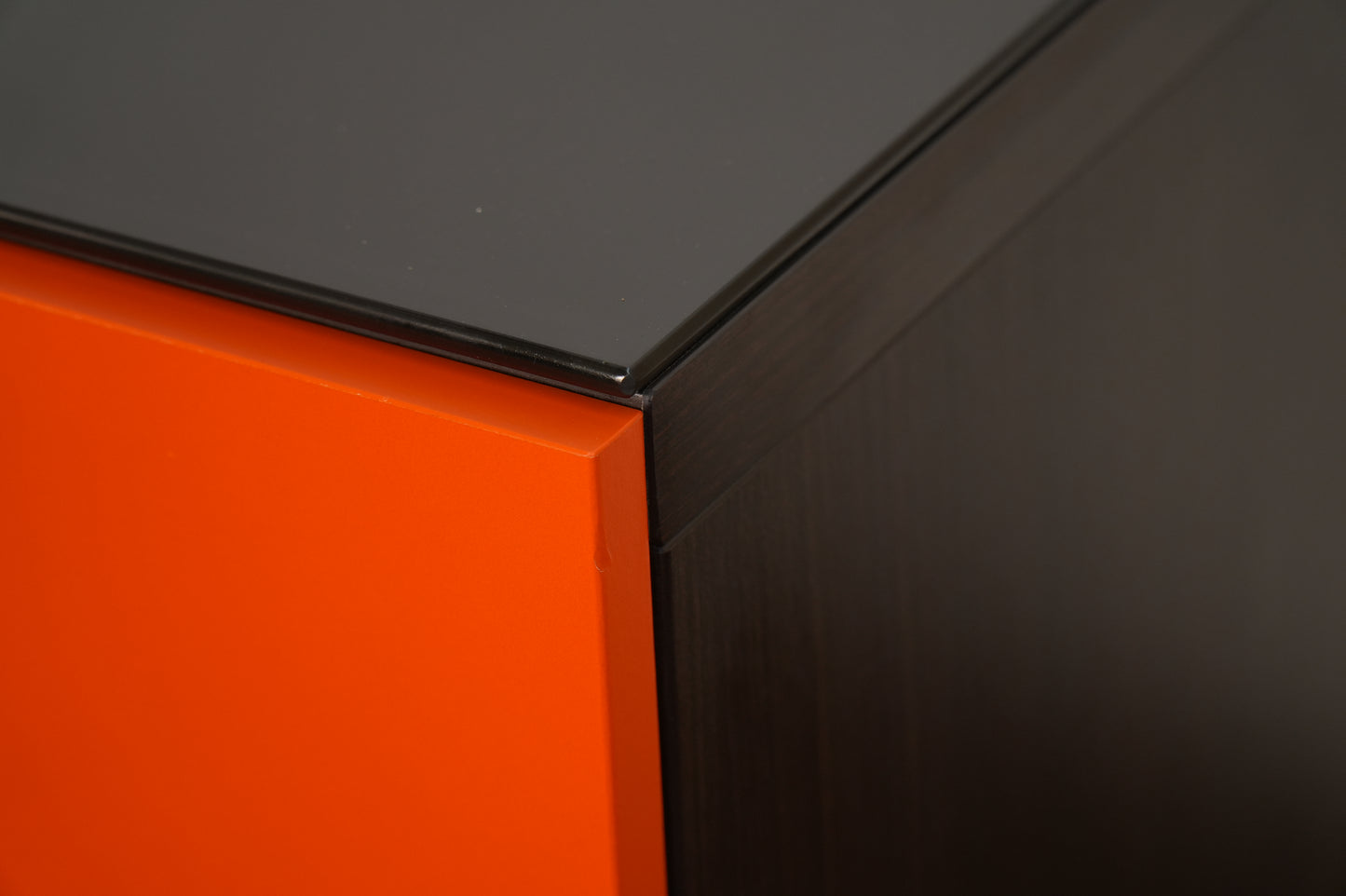 Contemporary Ikea Modern Orange 2-Door Media Cabinet with Glass Top