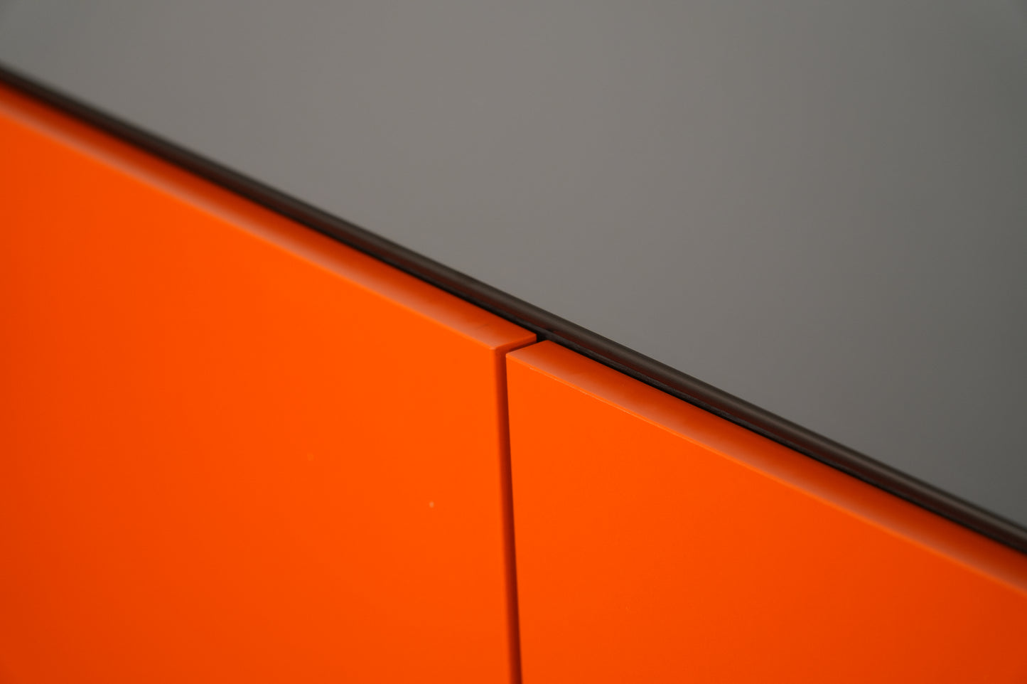 Contemporary Ikea Modern Orange 2-Door Media Cabinet with Glass Top