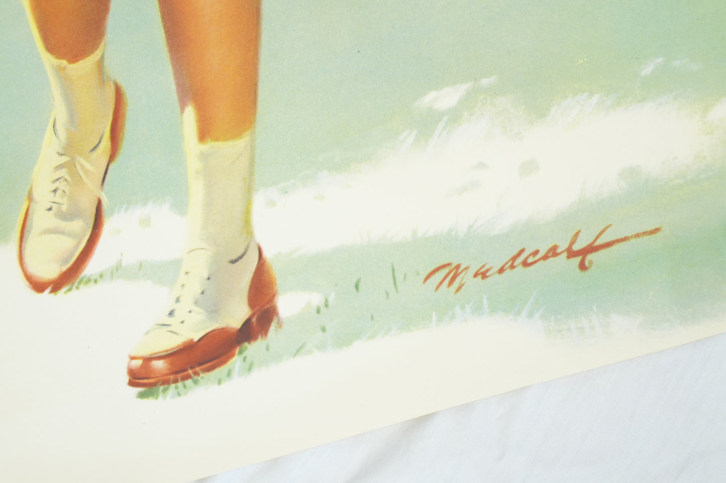 Bill Medcalf 16" x 21 1/4" "For a Long Drive" Pinup Calendar Print Kelly Springfield Tires Lady Golfer