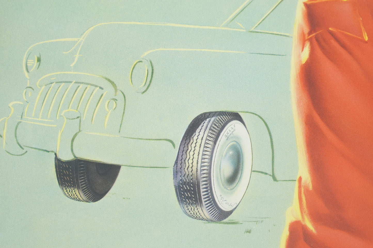 Bill Medcalf 16" x 21 1/4" "For a Long Drive" Pinup Calendar Print Kelly Springfield Tires Lady Golfer