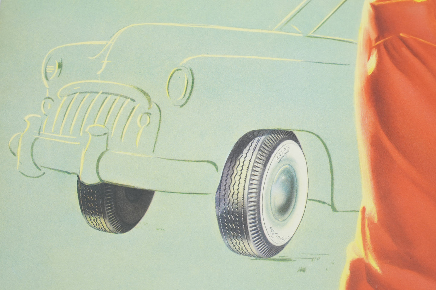 Bill Medcalf 16" x 21 1/4" "For a Long Drive" Pinup Calendar Print Kelly Springfield Tires Lady Golfer