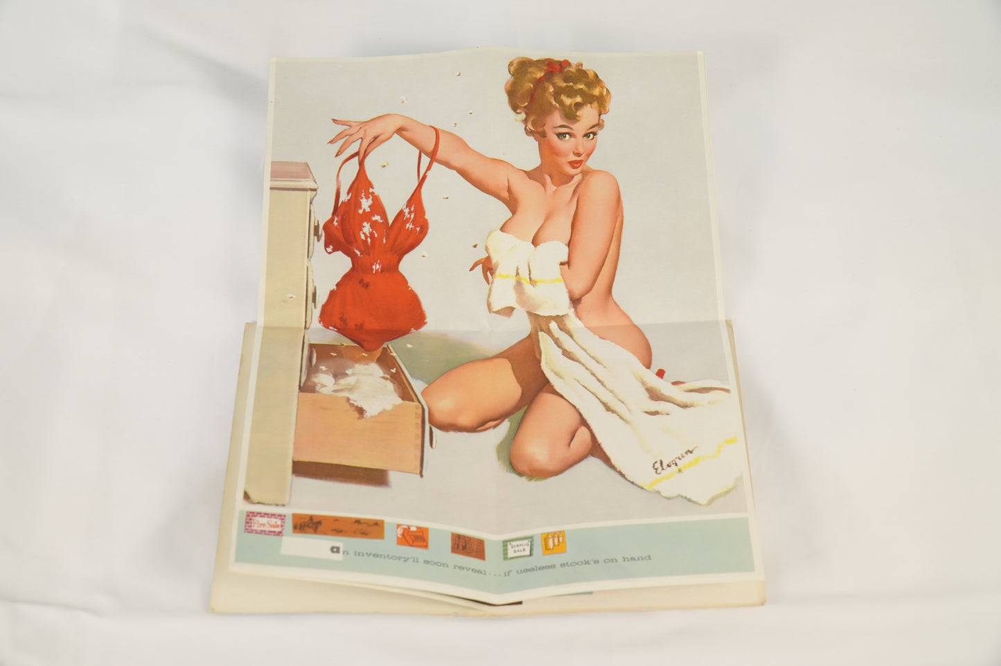 Elvgren 1950s Holiday 5 Pinups Foldout Greeting Card "Holiday Portfolio" Volume XI for Aeroliner Spokane WA Brown & Bigelow