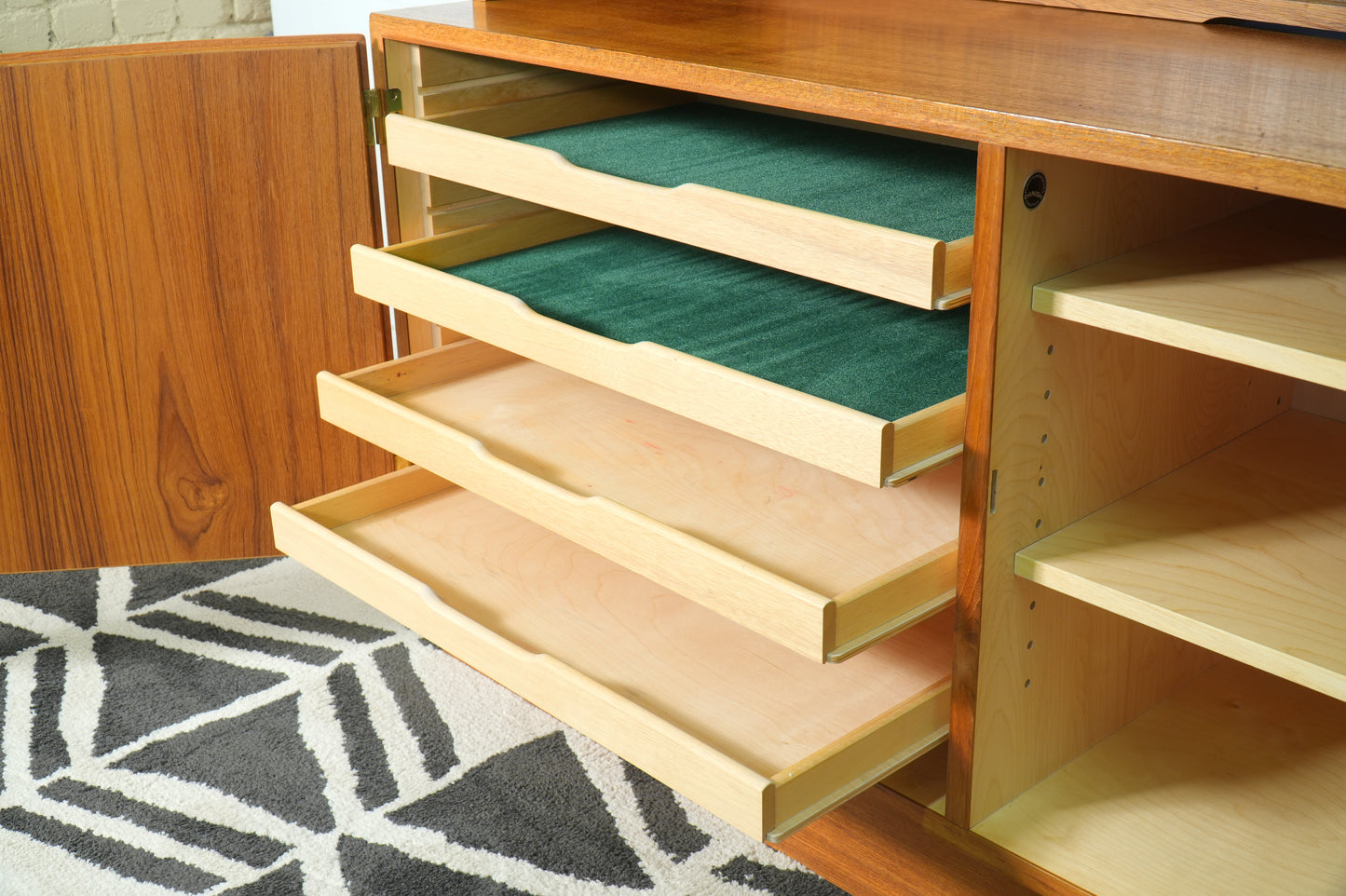 Danish Teak Buffet and Hutch Vitrine by Poul Hundevad