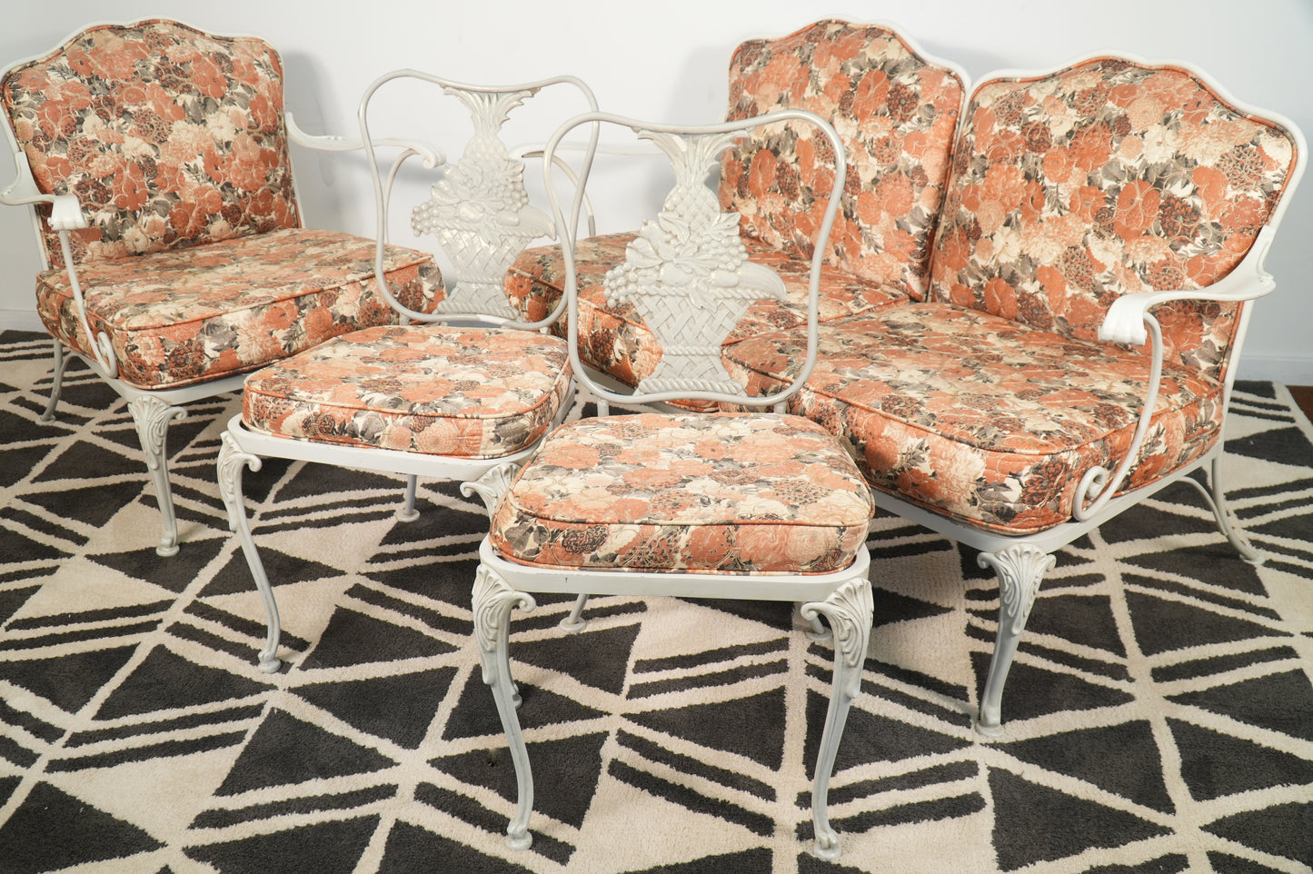 4-Piece Lee Woodard Patio Sunroom Cast Wrought Iron & Aluminum Furniture