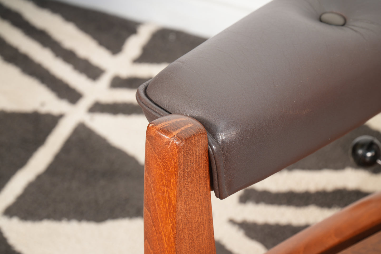 Pair Leather and Teak Reclining Armchairs with Ottoman by Lied Mobler Norway