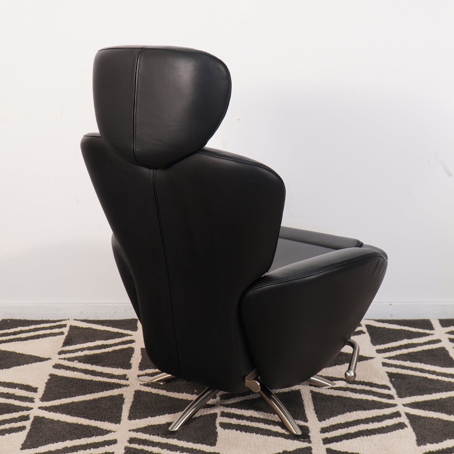Cassina K10 Dodo Black Leather Recliner Armchair Lounge Italy