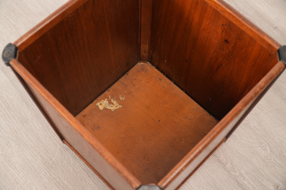 Walnut Nucraft Mid Century Waste Basket Garbage Can Trash Bin