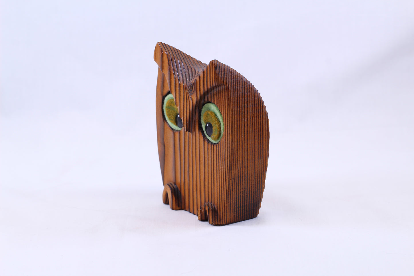 Witco Owl w/ Perch or Stand- Vintage Tiki Burnt Wood Big Eyed Cryptomeria