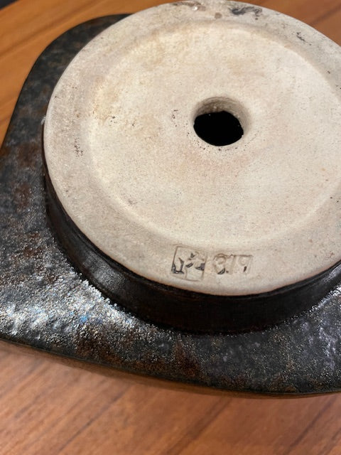 Japanese Ikebana Mid Century Modern Bonsai Pedestal Vase 11 3/4"L 4"H