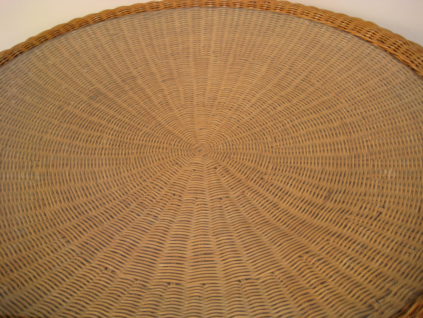 Mid-Century Aarnio-Style 44" Round Wicker Coffee Table