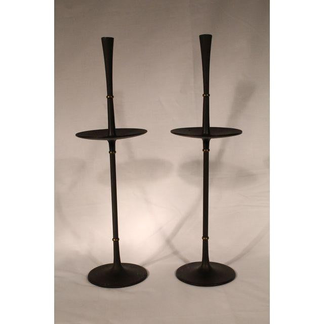 Dansk IHQ Cast Iron & Brass Candle Holders - Pair
