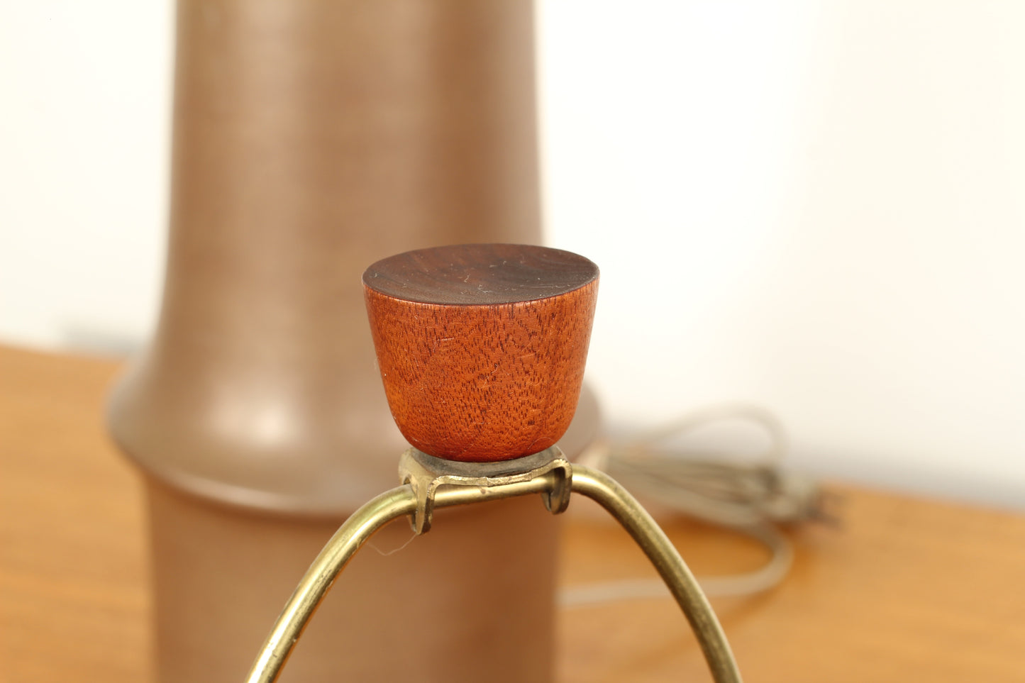 Martz Ceramic Lamps With Teak Accents - a Pair