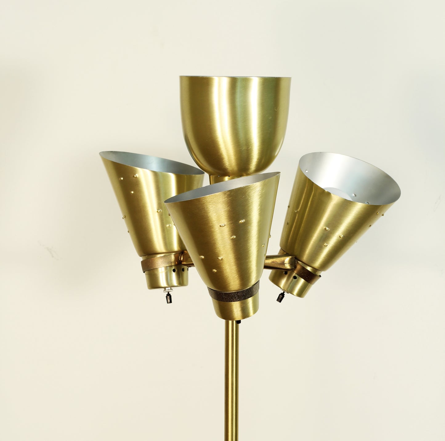 1960s Vintage Atomic 4-Light Brass Saucer Floor Lamp