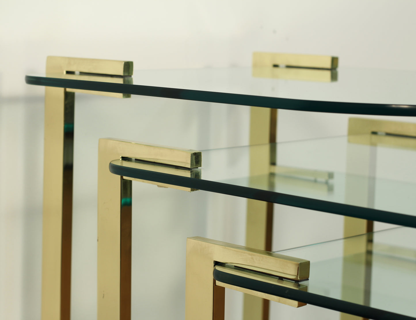 1980s DIA Brass Glass Nesting Tables - Set of 3