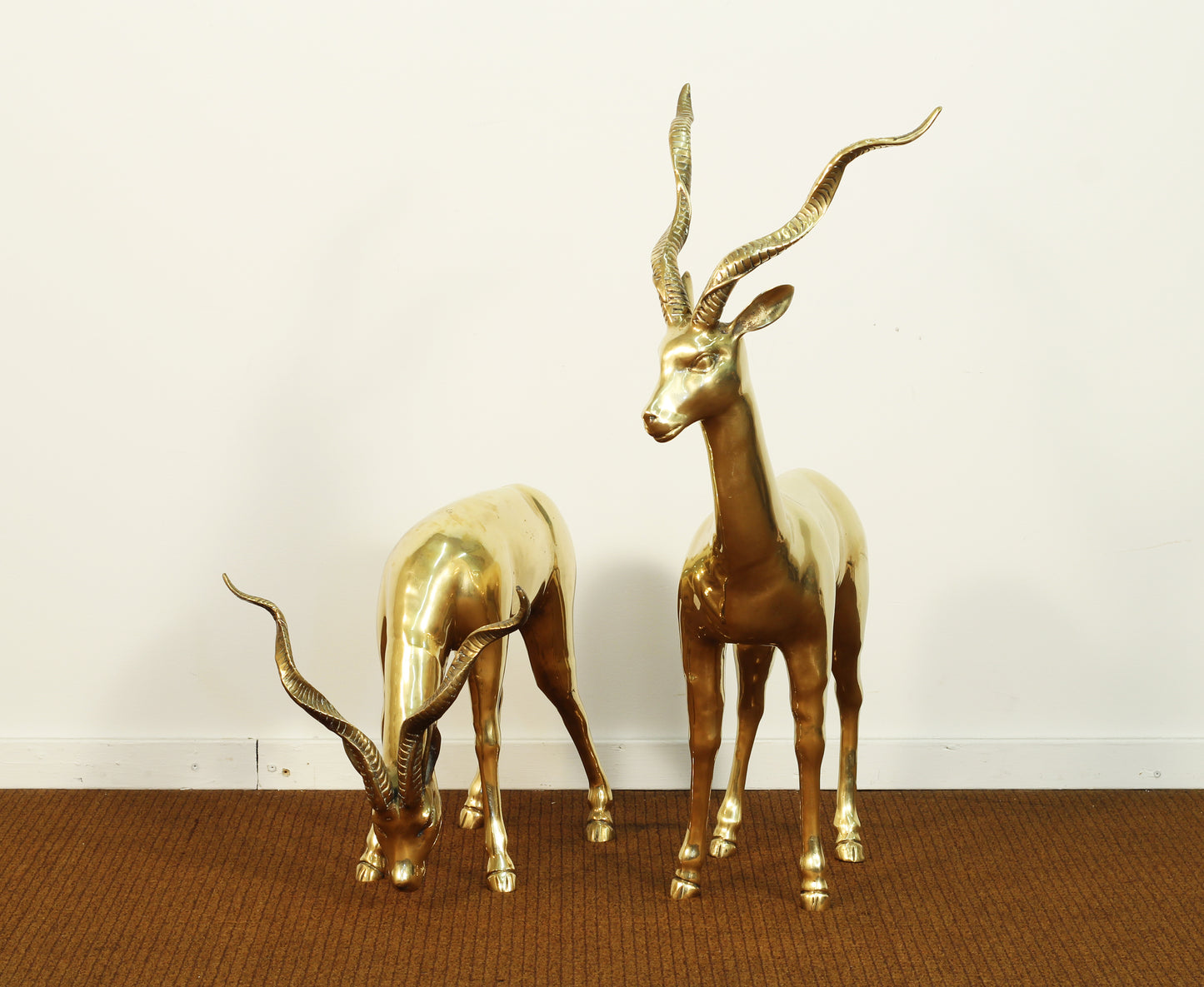 Vintage Brass Antelope Statues Sculptures- Set of 2