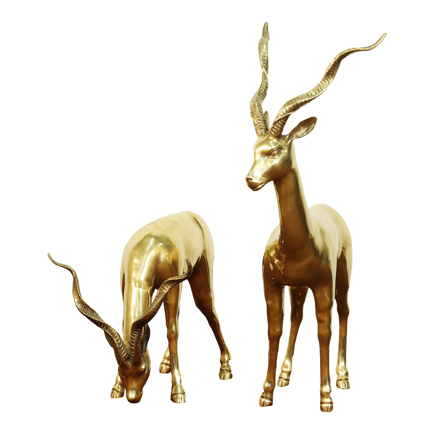Vintage Brass Antelope Statues Sculptures- Set of 2
