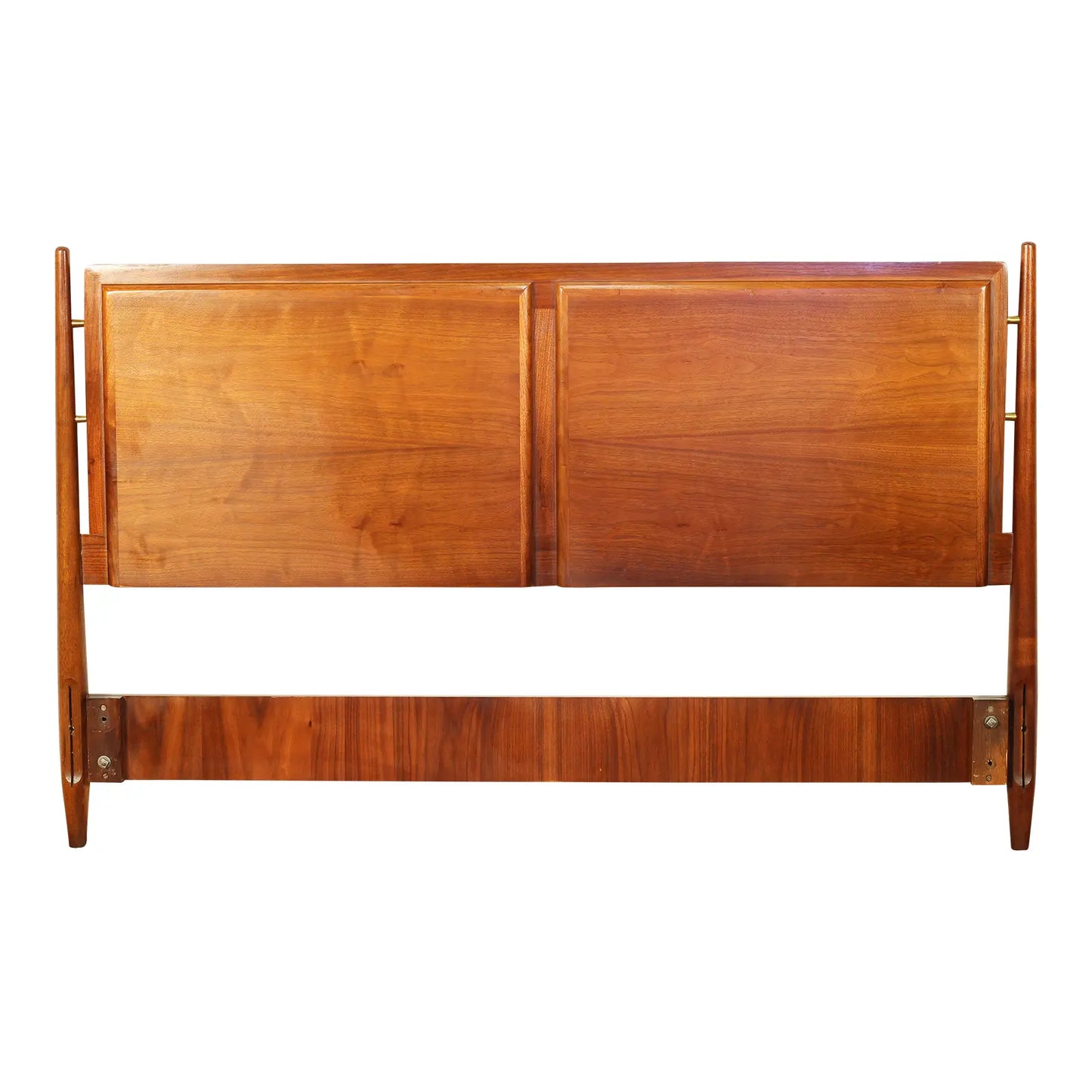 1959 Drexel "Modern" Walnut & Brass Full Headboard