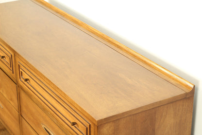 1960s Broyhill Sculptra "Double Dresser" Walnut Lowboy Dresser