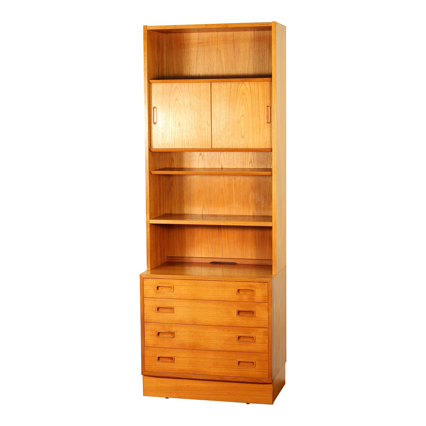 1960s Danish Teak 4-Drawer Cabinet with Bookshelf by Hundevad Møbelfabrik