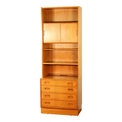 1960s Danish Teak 4-Drawer Cabinet with Bookshelf by Hundevad Møbelfabrik