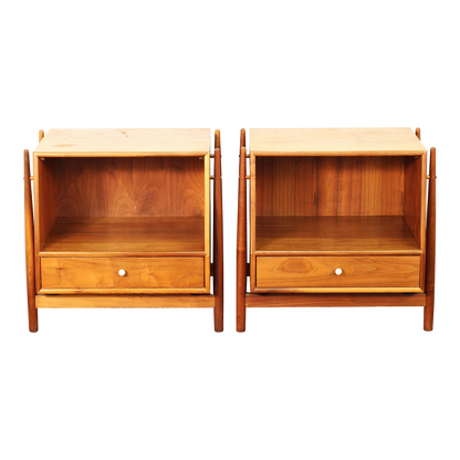 1960s Pair Drexel Declaration Model 801-612 Walnut Nightstands