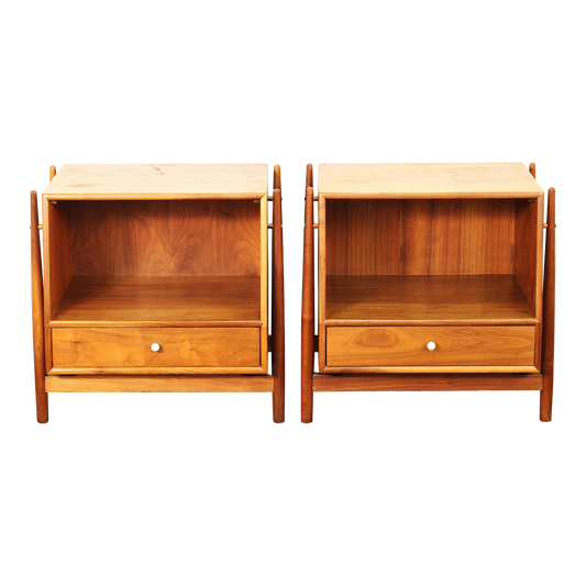 1960s Pair Drexel Declaration Model 801-612 Walnut Nightstands
