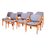 1960s Set Eight Arne Vodder "Ella" Danish Teak Dining Chairs