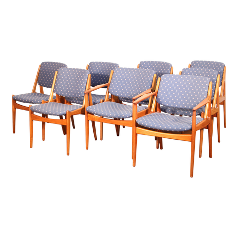 1960s Set Eight Arne Vodder "Ella" Danish Teak Dining Chairs