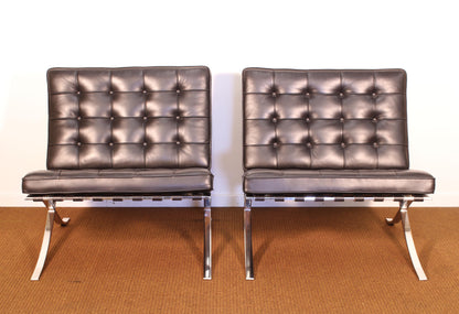 2000s Pair of Barcelona Chairs by Mies Van Der Rohe for Knoll