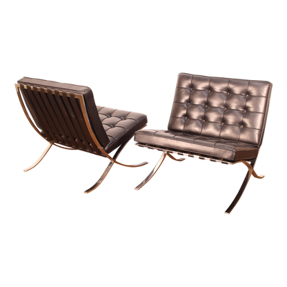 2000s Pair of Barcelona Chairs by Mies Van Der Rohe for Knoll