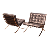 2000s Pair of Barcelona Chairs by Mies Van Der Rohe for Knoll