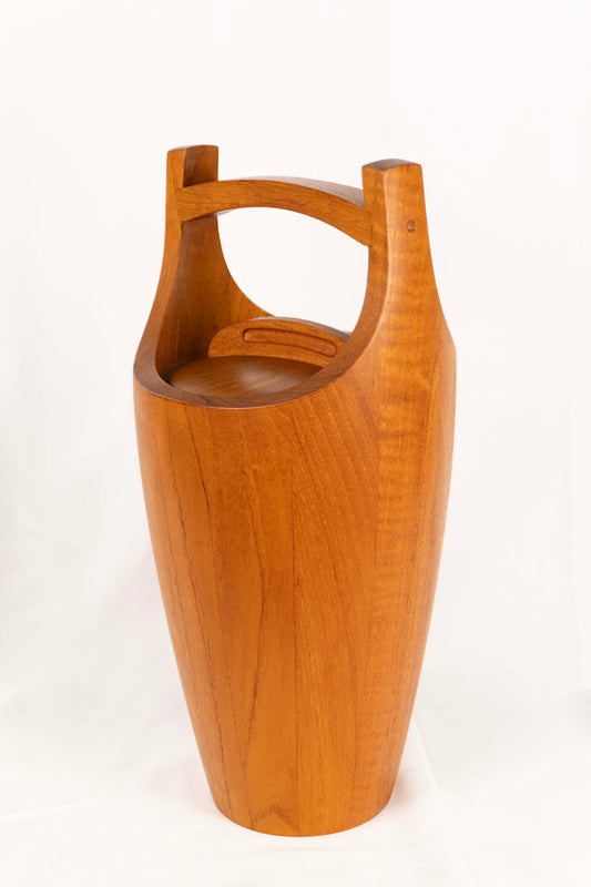 Vintage Dansk 15.5 Inch Congo Ice Bucket Orange Liner Teak IHQ Quistgaard Denmark MCM Design