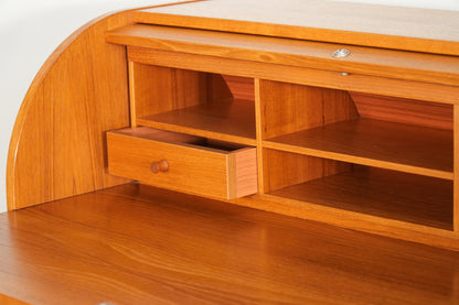 Small Scale Danish Teak Rolltop Desk