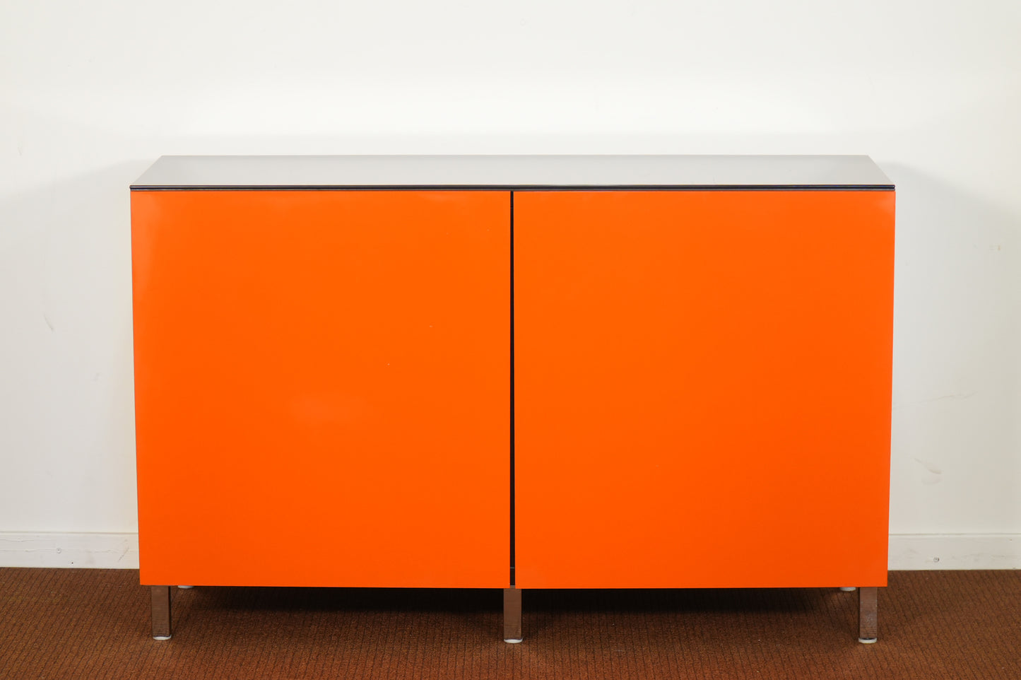 Contemporary Ikea Modern Orange 2-Door Media Cabinet with Glass Top