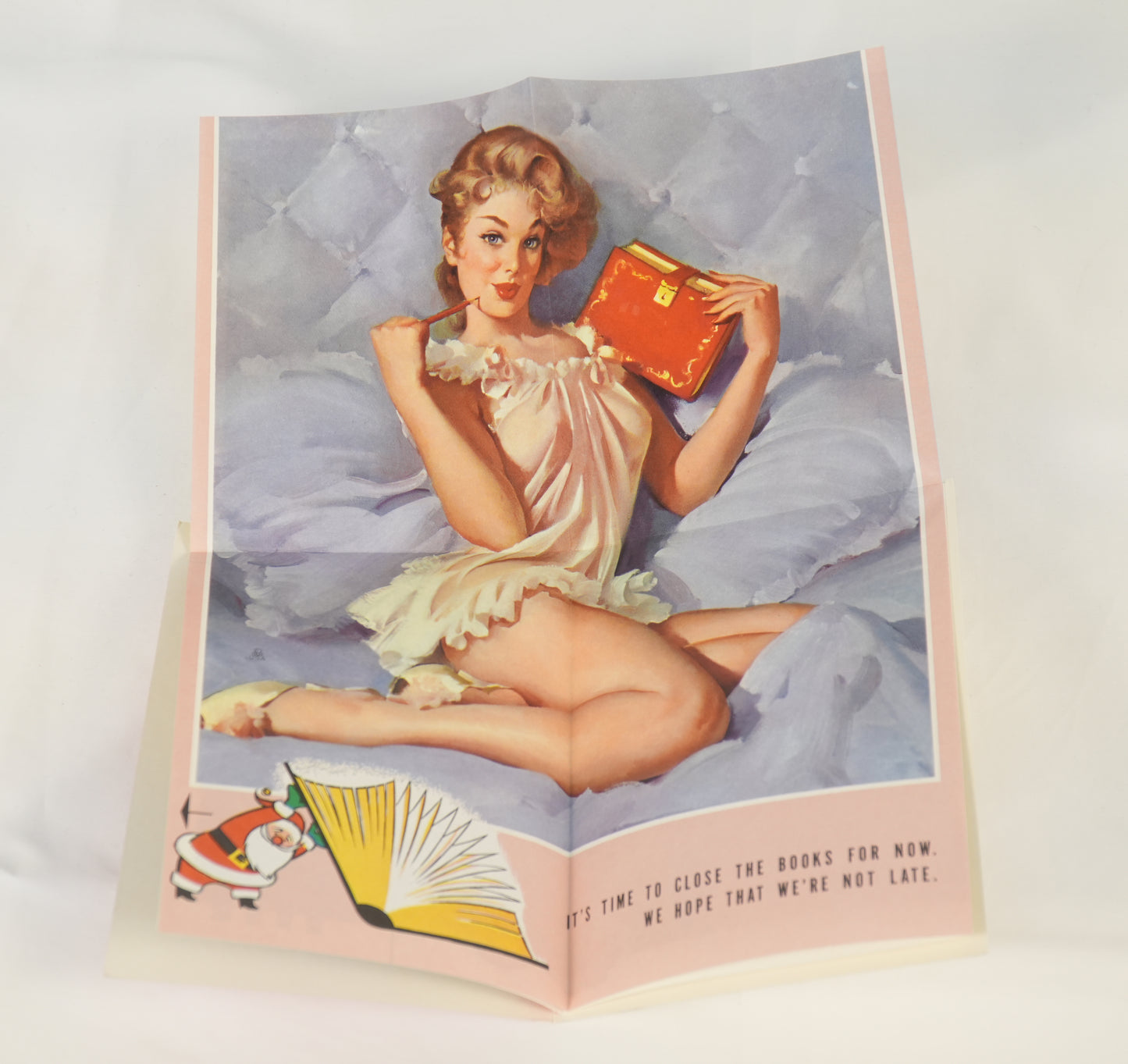 Elvgren 1950s Holiday 5 Pinups Foldout Greeting Card "Annual Report" Volume XVII for Aeroliner Spokane WA Brown & Bigelow