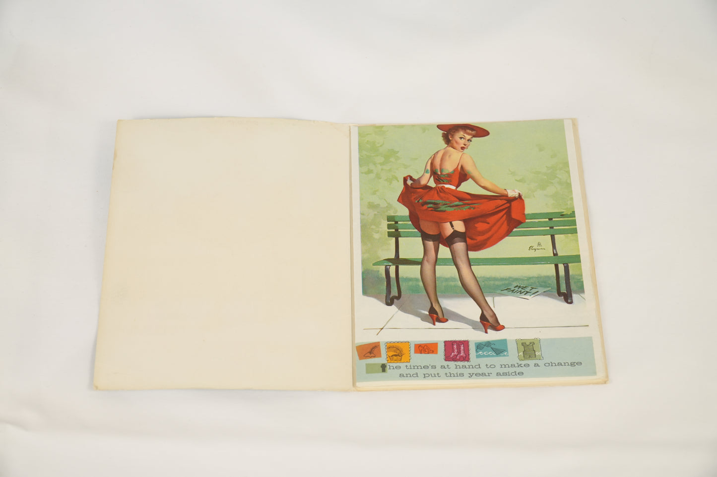 Elvgren 1950s Holiday 5 Pinups Foldout Greeting Card "Holiday Portfolio" Volume XI for Aeroliner Spokane WA Brown & Bigelow