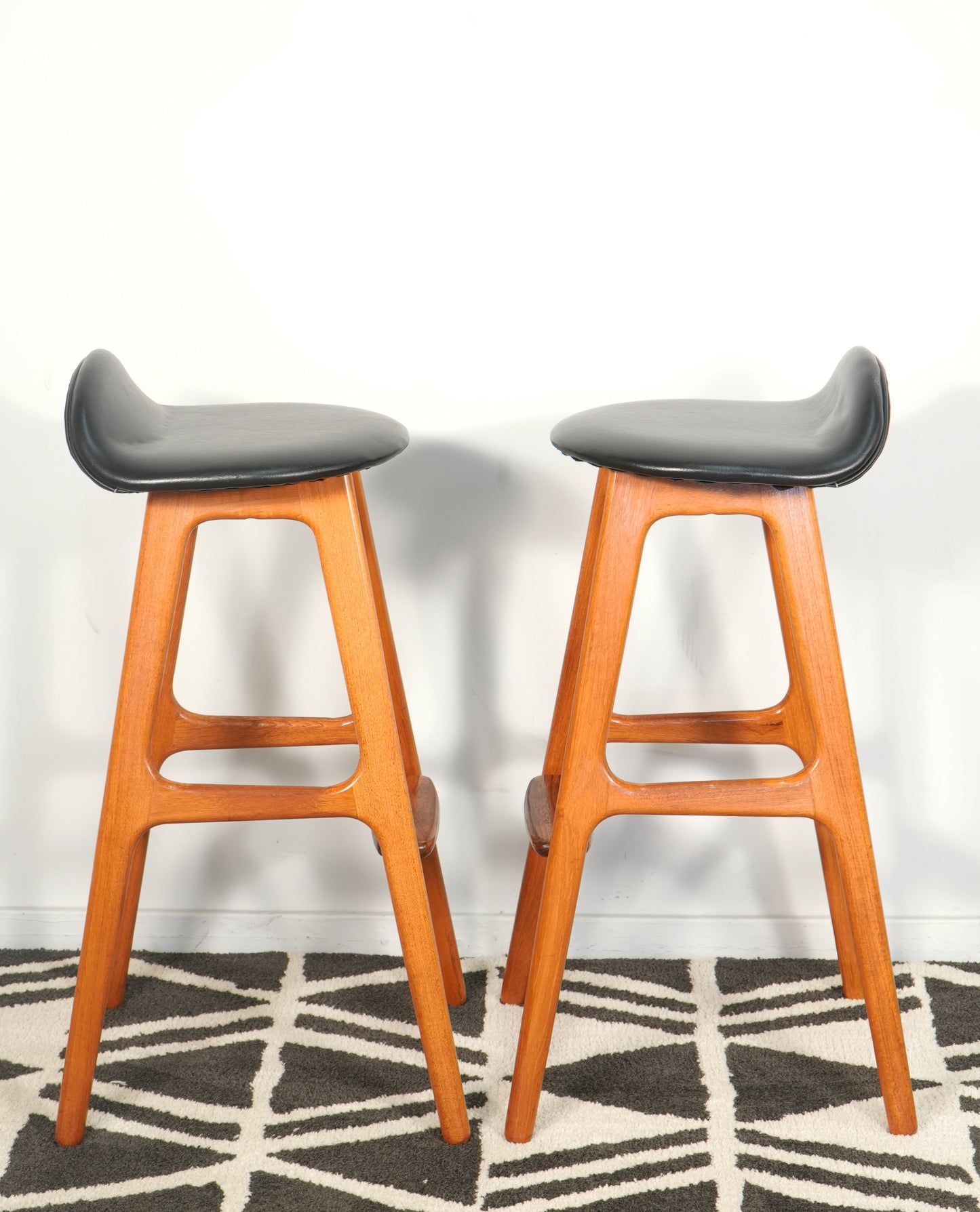 Pair Erik Buch Teak and Rosewood Model OD-61 Bar Stools